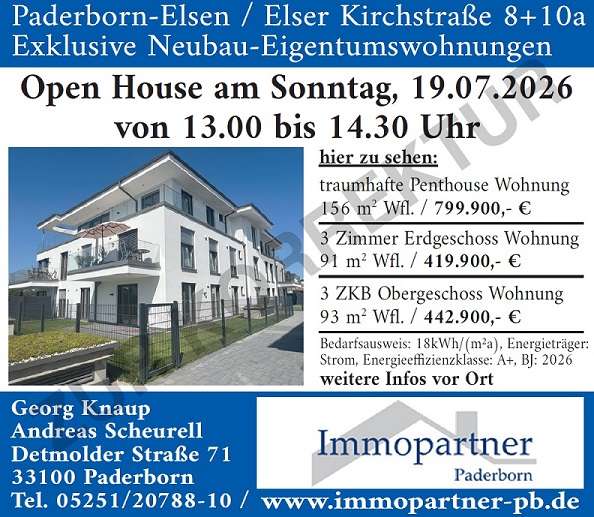 Open House: So, 19.07. 13.00 -14.30 Uhr - Paderborn