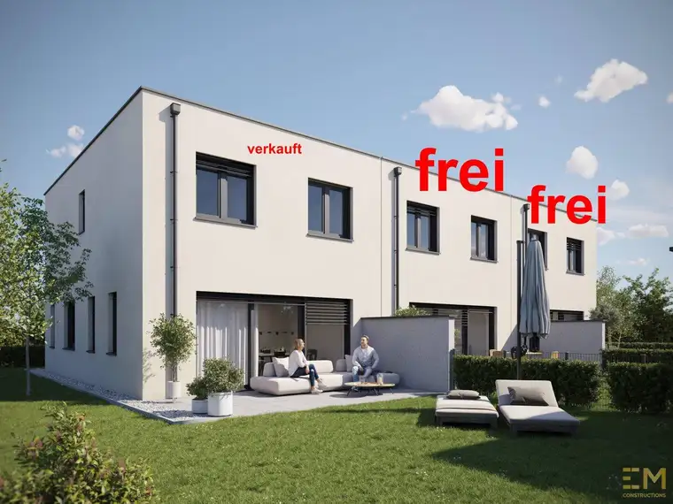 The Oasis! Modernes Reihenhaus in Ödt, nahe dem Badesee: 5 Zimmer, Terrasse, Eigengarten, belagsfertig.