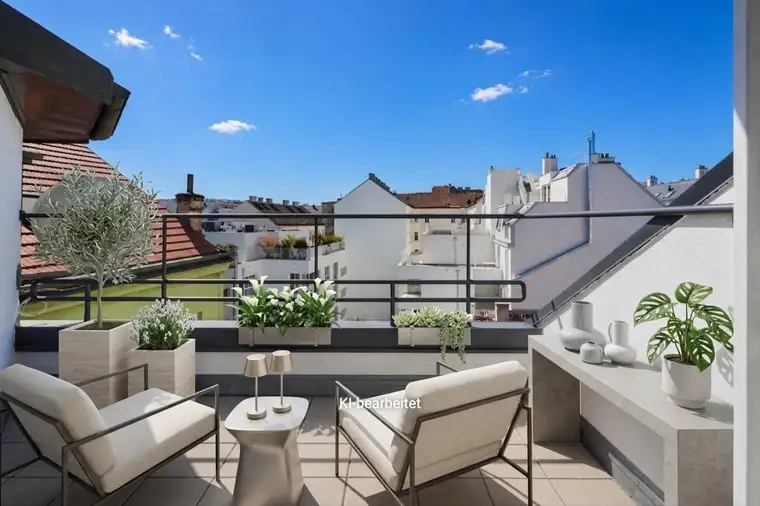 ERSTBEZUG NACH GENERALSANIERUNG: klimatisierte 3-Zimmer-DG-Wohnung mit hofseitiger Terrasse nahe U3 Linie