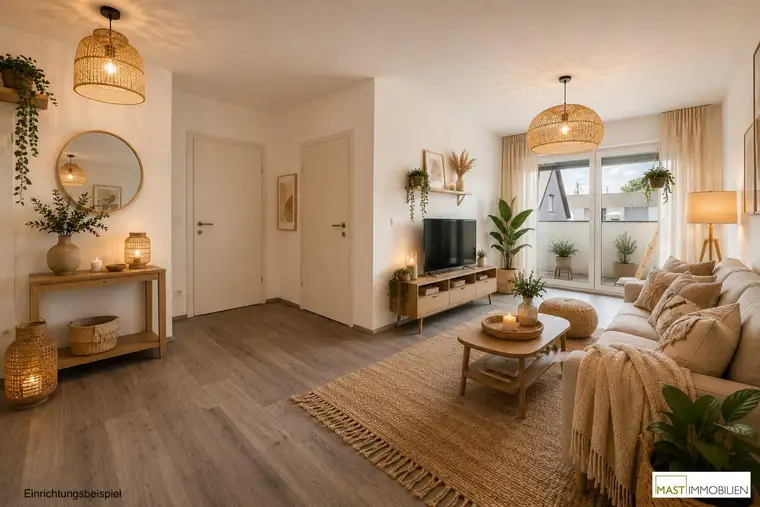 Moderne 2-Zimmer-Wohnung mit Balkon und Parkplatz in Strasshof