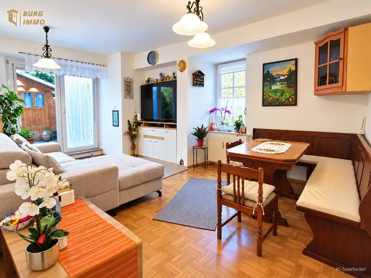 Wohnen mit Garten &amp; Bergblick – charmante 3-Zimmer-Wohnung mit Parkplatz in Puchberg