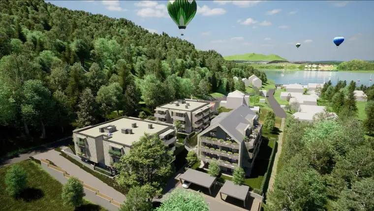 Moderne NEUBAU-Eigentumswohnung am Klopeiner See mit ca. 45 m² Wohnfläche und ca. 15 m² Balkon, TOP 13, Haus 3, 2.OG