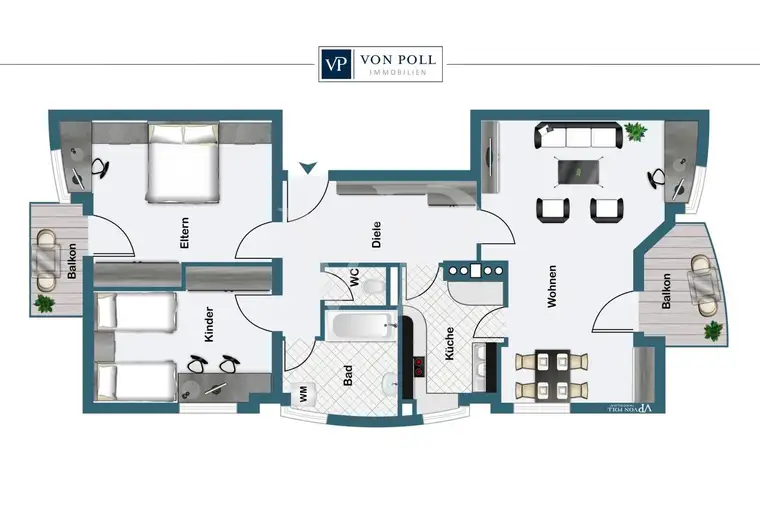 Zentrale 3-Zimmer-Wohnung mit zwei Balkonen und TG-Stellplatz
