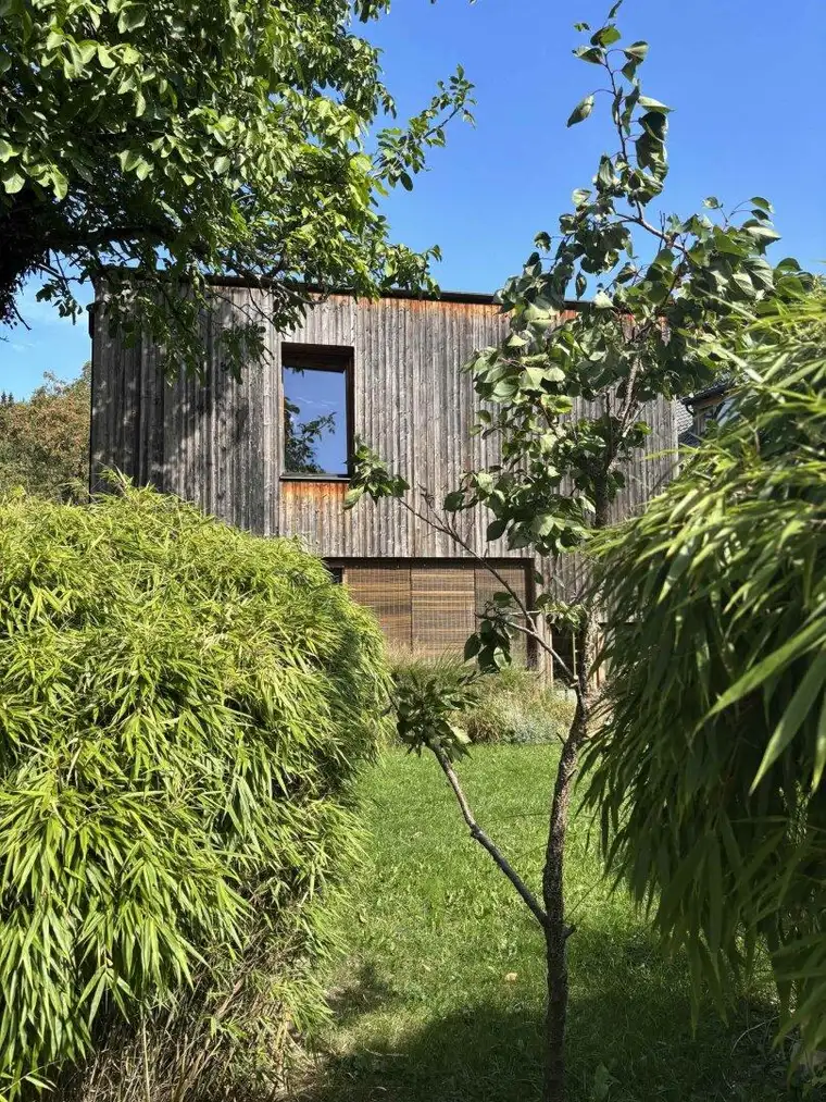 KUCHL: ARCHITEKTENHAUS+GÄSTEHAUS/ATELIER IN HOLZBAUWEISE (Passivhausstandard), ca. 237qm Wfl.+ ca. 902qm Garten