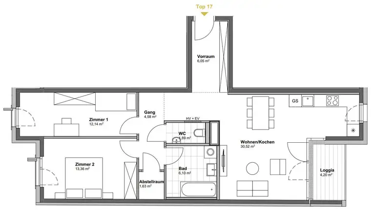 DAVID 59: Sonniges Multitalent für jede Lebenslage! 3-Zimmer Wohnung mit Innenhof-Loggia