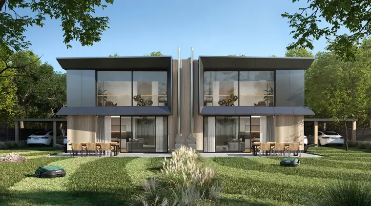 Moderne Architektur und smarte Technologie - vereint in einem nachhaltig gebauten Doppelhaus, in dem das Leben im Mittelpunkt steht!
