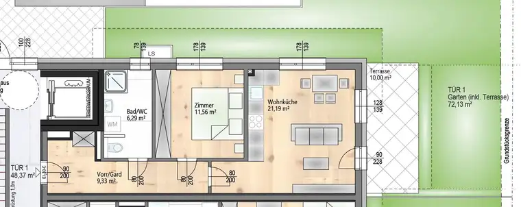 Ein kleines Paradies für sich – stilvolle 2-Zimmer-Gartenwohnung mit sonniger 10 m² Terrasse – ruhig &amp; grün