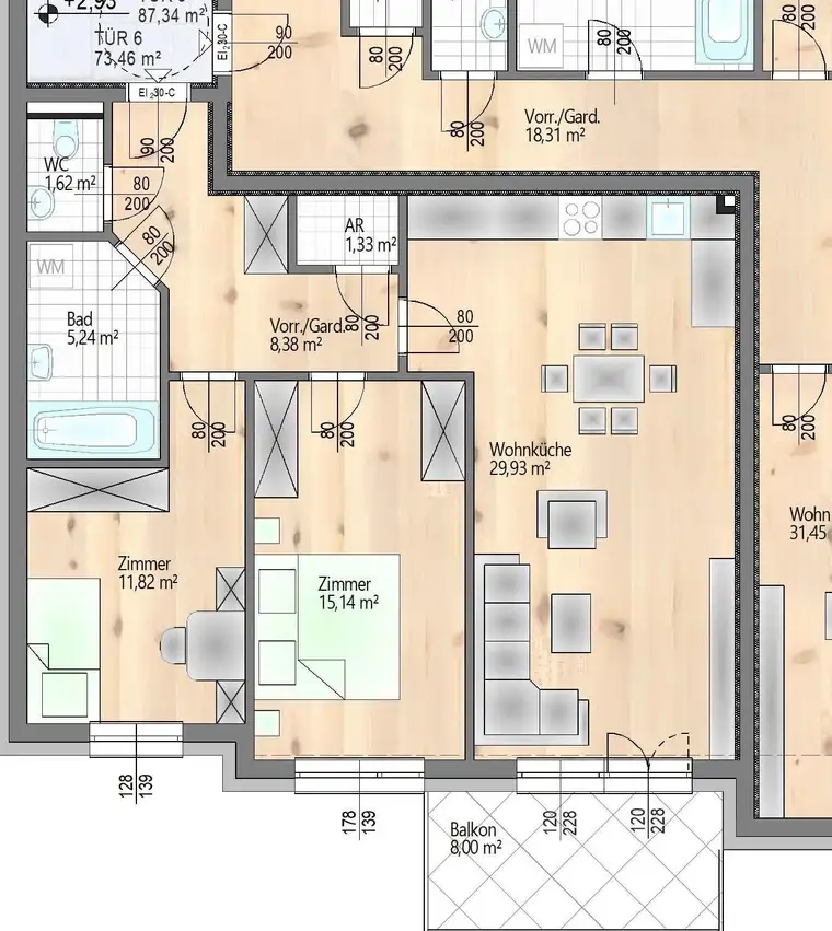 Komfortable und energieeffizient wohnen im Eigenheim 3-Zimmer-OG mit Balkon - in Bau - Grünlage - schlüsselfertig - Lift - provisionsfrei - barrierefrei
