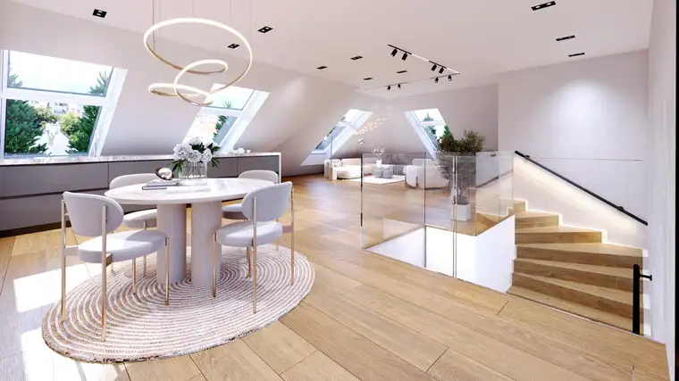 ERSTBEZUG: Wunderschöne Wohnung im Dachgeschoss mit 360 Grad Dachterrasse, Luftwärmepumpe &amp; Klimanalage
