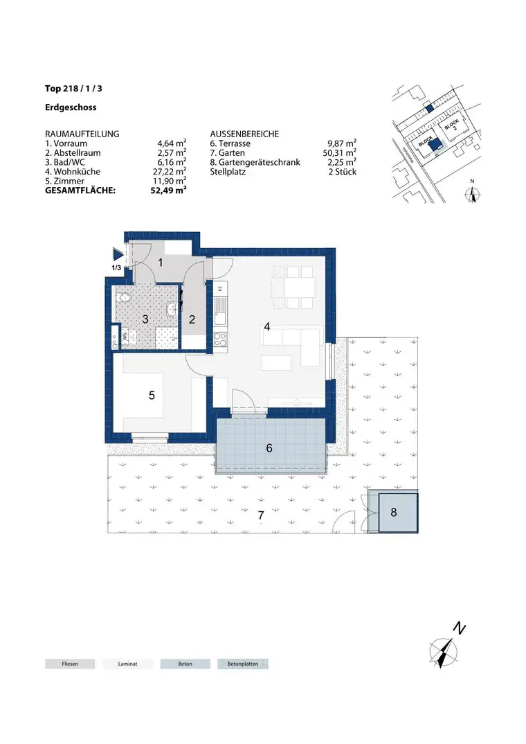 Junges Wohnen in Föhrenau | geförderte Wohnung | Garten + Terrasse | Haus 1 | Top 3