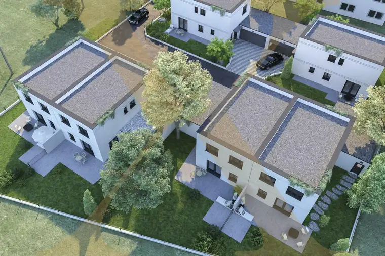 Bauträgergrundstück samt baubewilligter Planung für 2 Einfamilien- und 2 Doppelhäuser in Marchtrenk zu verkaufen!