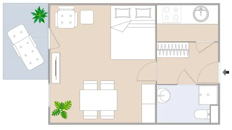 Gemütliche 1-Zimmer-Wohnung mit Balkon im 1. Stock