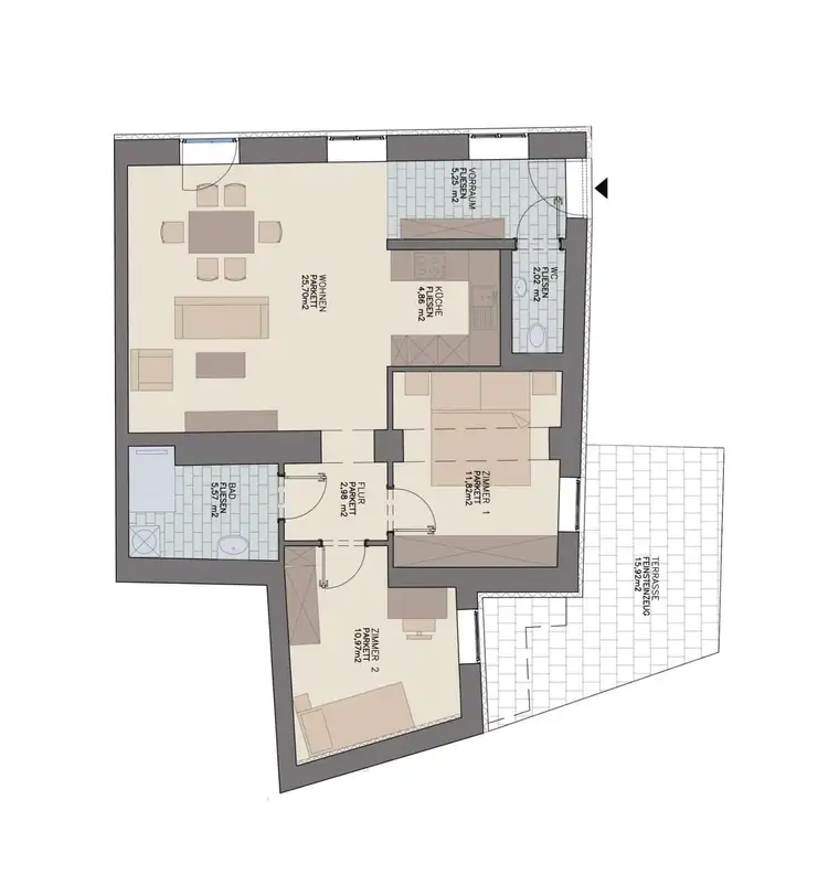 Geförderte Altbauwohnung mit Terrasse in den Innrnhof