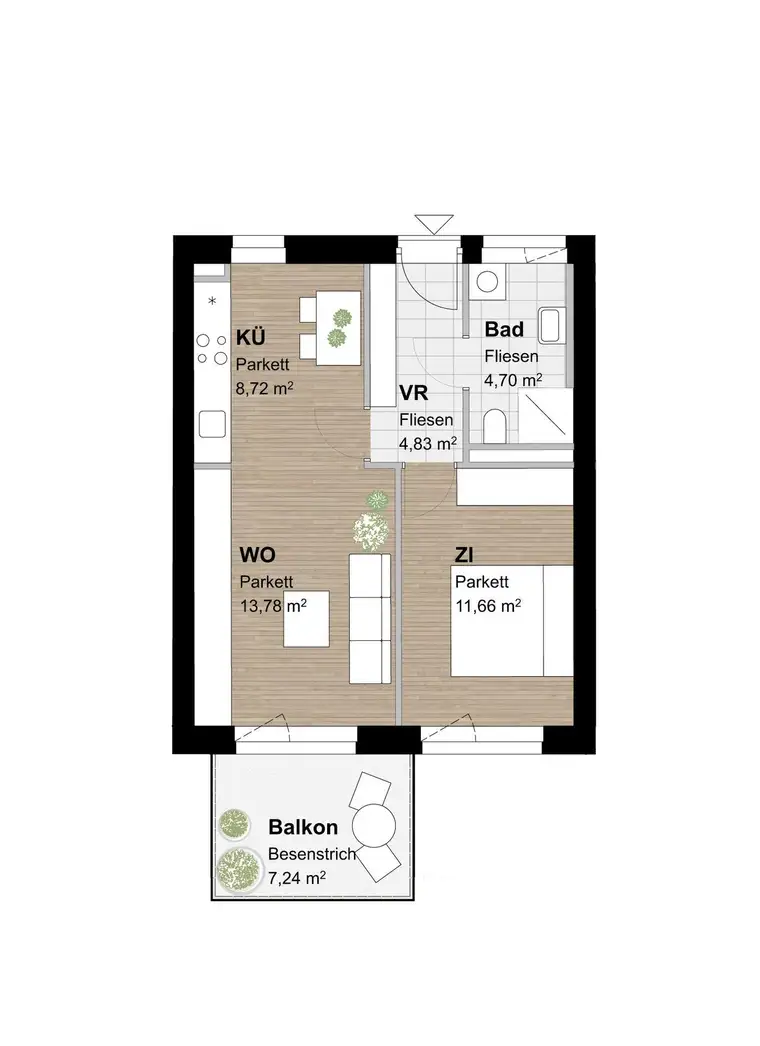 Geförderte Neubauwohnung mit Balkon in 1. Stock