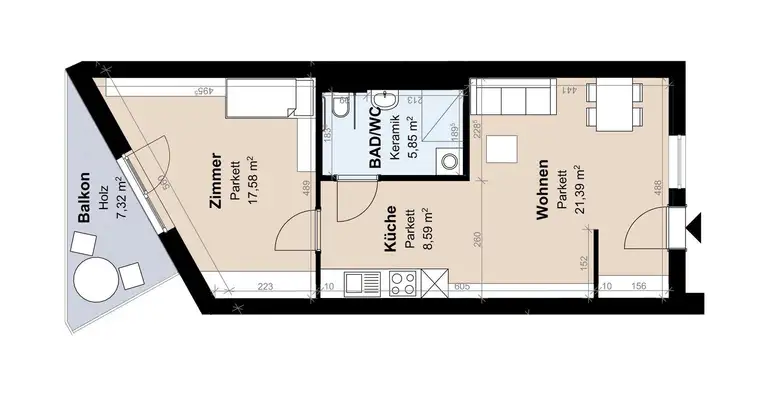 Geförderte Neubauwohnung mit Balkon im 4. Stock