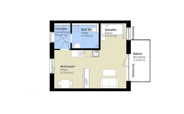 Moderne 1-Zimmer-Wohnung mit Balkon in ruhiger Lage