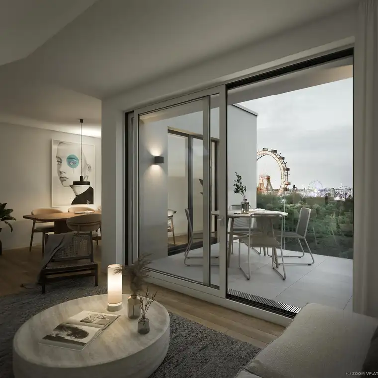 Wohlfühl-3-Zimmer-Wohnung mit großem Sonnenbalkon | Blick auf den Wiener Prater und das Riesenrad