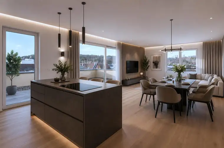 ETWAS BESONDERES - 2 Dachterrassen + Bad mit Loggia - hell - großzügige Wohnung - bergünter Dachgarten optional