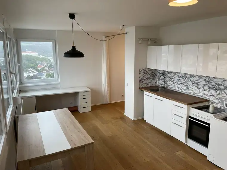 Zentrale 1-Zimmer Wohnung teilmöbliert mit Ausblick (16. OG) und Tiefgaragenplatz im Lentia