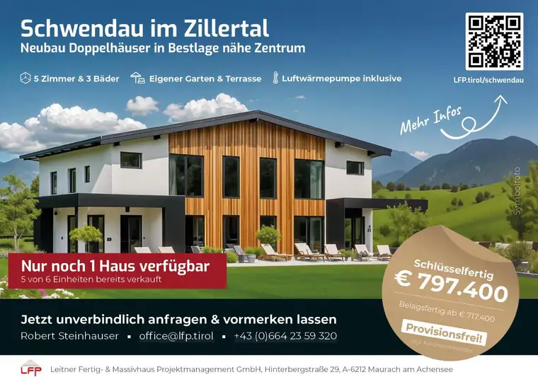 Neubau Doppelhäuser in Bestlage von Schwendau Provisionsfrei