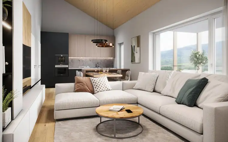 Naturnahes Wohnen: Moderene Holzbauwohnung in ruhiger Lage.