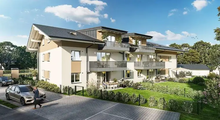 Neubau: Sonnige 3-Zimmer-Wohnung mit Balkon und Tiefgarage