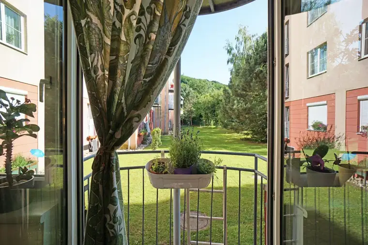 Barrierefreie 3-Zimmerwohnung mit wunderschönem Blick in den gepflegten Allgemeingarten in Purkersdorf