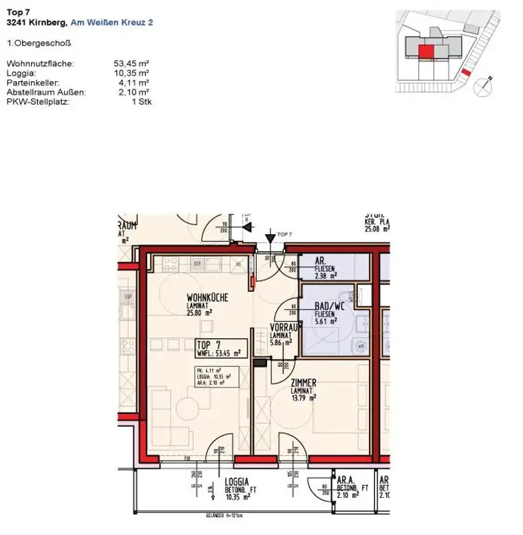 VERRINGERTE ANZAHLUNG - Top 7 | geförderte Wohnung | 10,35 m² Loggia | Kaufoption.
