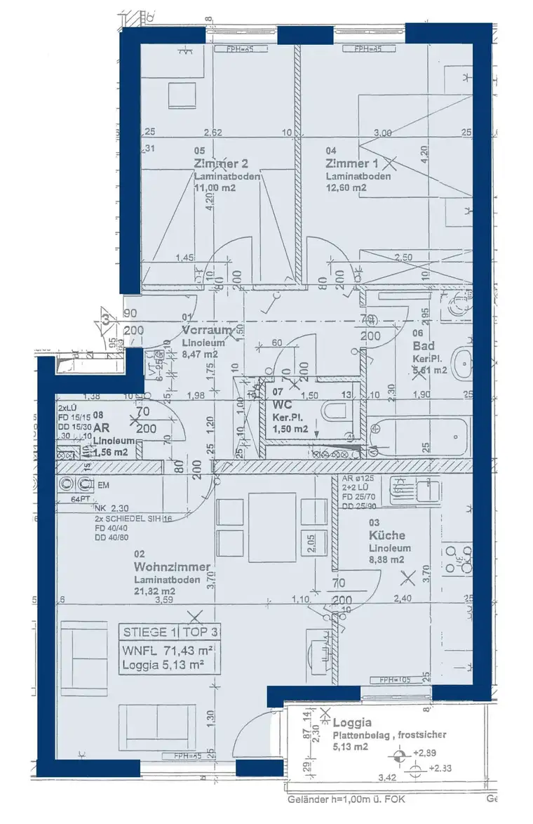 Pöchlarn. Anzahlung Euro 5.000,- Geförderte Miete m. Kaufoption | 3 Zimmer | Loggia.