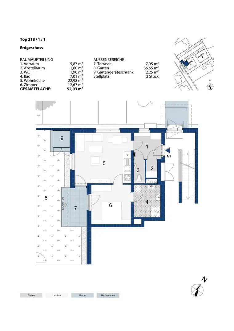 Junges Wohnen in Föhrenau | geförderte Gartenwohnung | Haus 1 | Top 1