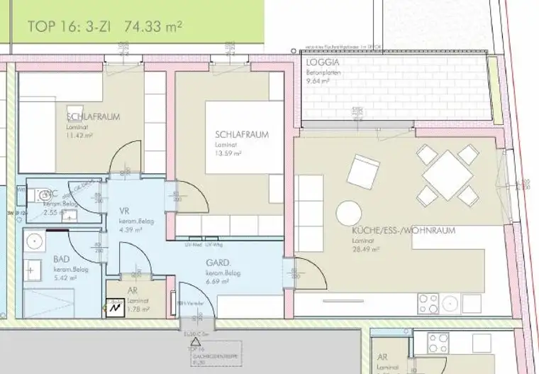 Aschbach| geförderte 3 Zimmer Mietwohnung | 10 m² Loggia | 2 Abstellplätze.