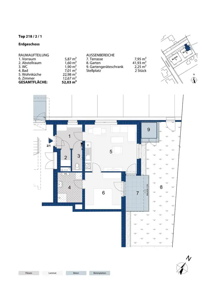 Junges Wohnen in Föhrenau | geförderte Gartenwohnung | Haus 2 | Top 1