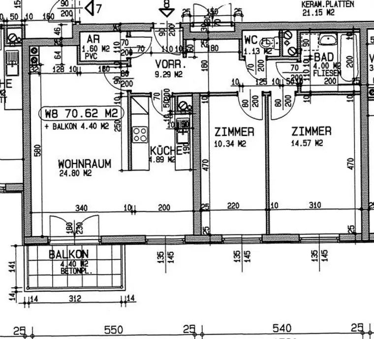 St. Pölten | 3-Zimmer-Mietwohnung | Top 1/8 | 1.OG mit Balkon