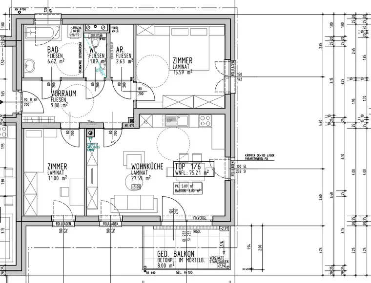 Geförderte 3-Zimmer Wohnung | Obergeschoss | ca. 75 m² | Balkon