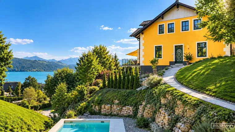 PÖRTSCHACH | EXKLUSIVE VILLA IN PÖRTSCHACH – SEEBLICK, INFINITY-POOL &amp; NUR CA. 200 METER VOM WÖRTHERSEE | ZELLMANN IMMOBILIEN