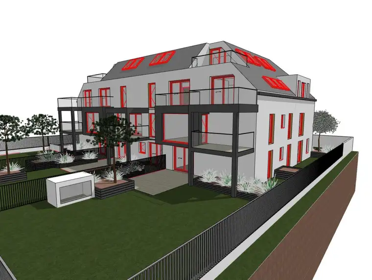 Bewilligtes Projekt mit 16 Wohnungen, Tiefgarage und Gärten - 1320m²