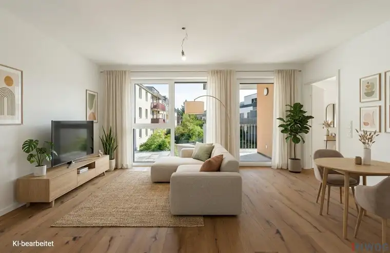 Heller Erstbezug | Hofseitige 2-Zimmerwohnung mit Balkon | Luftwärmepumpe | nähe Liesing &amp; Riverside