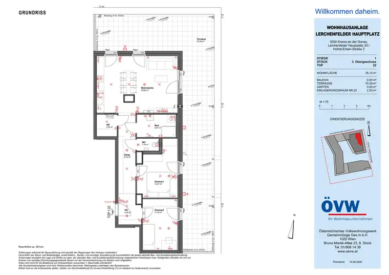 Ihr neues Zuhause in Krems – TERRASSENWOHNUNG ERSTBEZUG Stiege 1 / Top 22