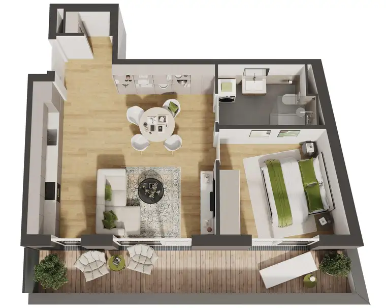 Hochwertige 2-Zimmer Neubau-Wohnung mit Balkon (W11)