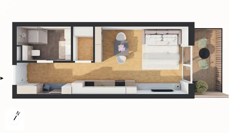 Hochwertige 1-Zimmer Neubau-Wohnung mit Balkon (W05)
