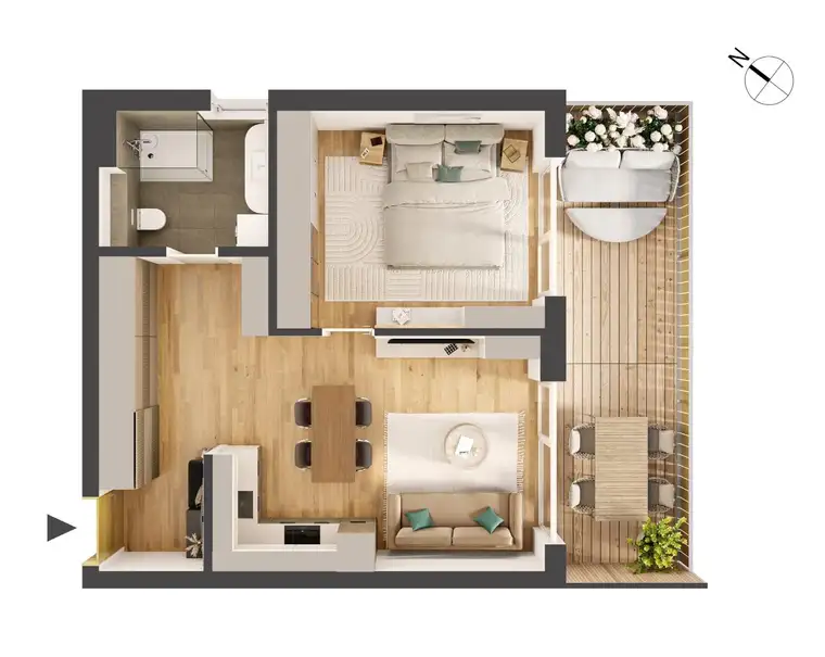 Hochwertige 2-Zimmer Neubauwohnung mit Balkon HW17