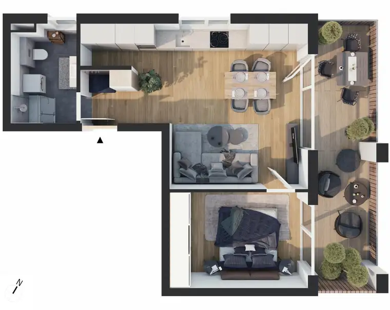 Hochwertige 2-Zimmer Neubau-Wohnung mit Balkon EW05