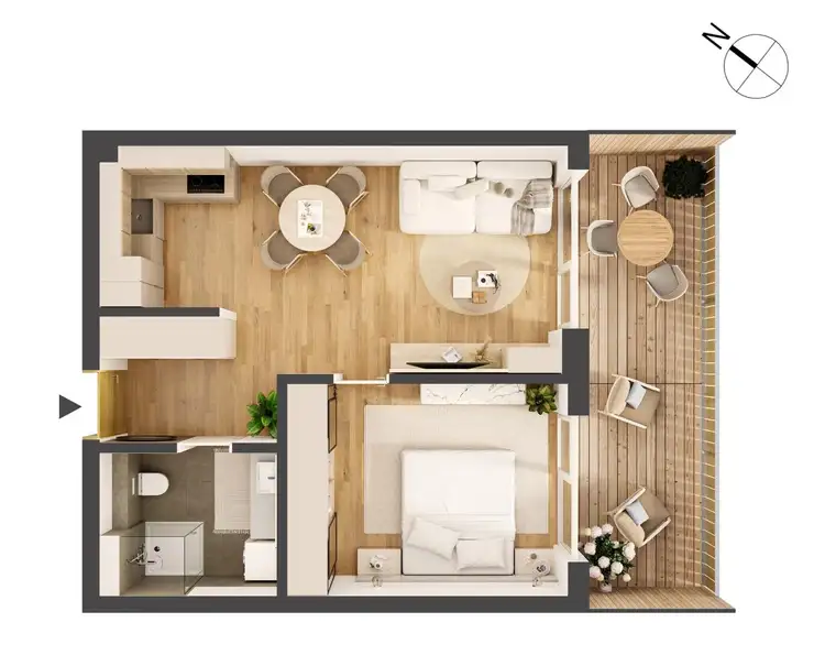 Hochwertige 2-Zimmer Neubauwohnung mit Balkon HW11