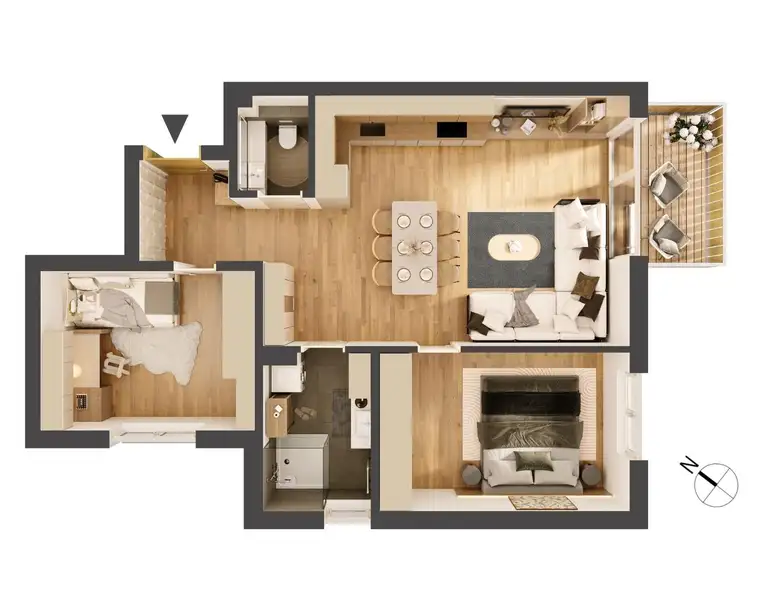 Hochwertige 3-Zimmer Neubauwohnung mit Balkon HW09