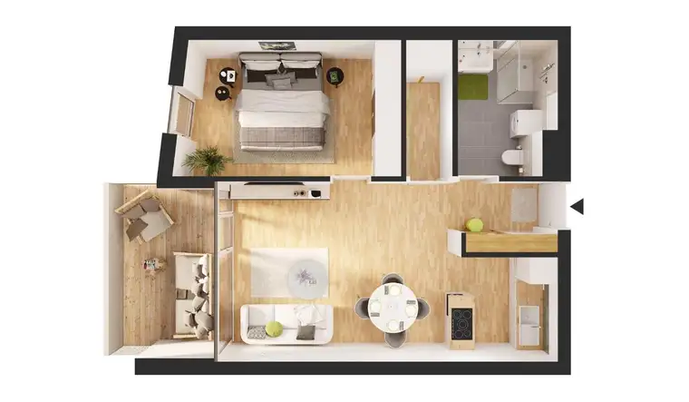 2-Zimmer Hochparterre Neubau-Wohnung mit Balkon (W08)