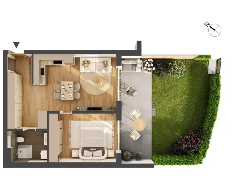 Hochwertige 2-Zimmer Neubau-Gartenwohnung HW01
