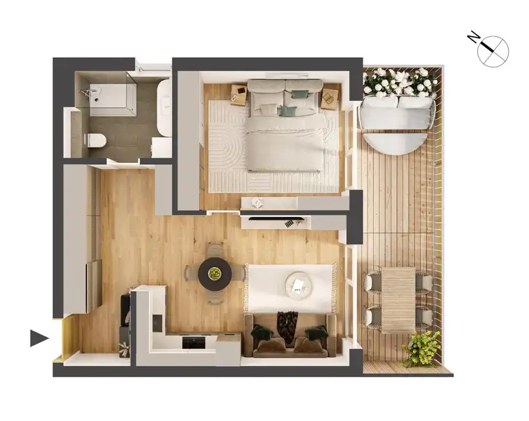 Hochwertige 2-Zimmer Neubauwohnung mit Balkon HW06