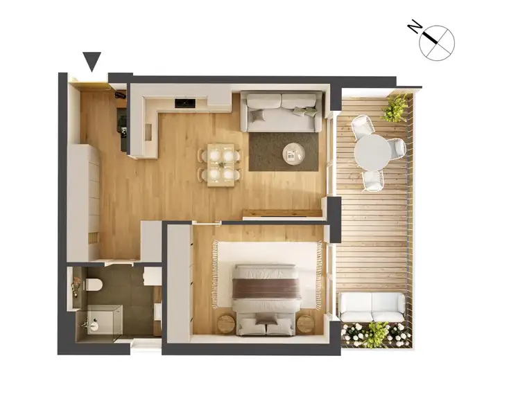Hochwertige 2-Zimmer Neubauwohnung mit Balkon HW10
