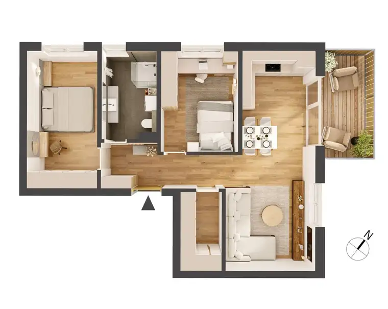 Hochwertige 3-Zimmer Neubauwohnung mit Balkon HW18