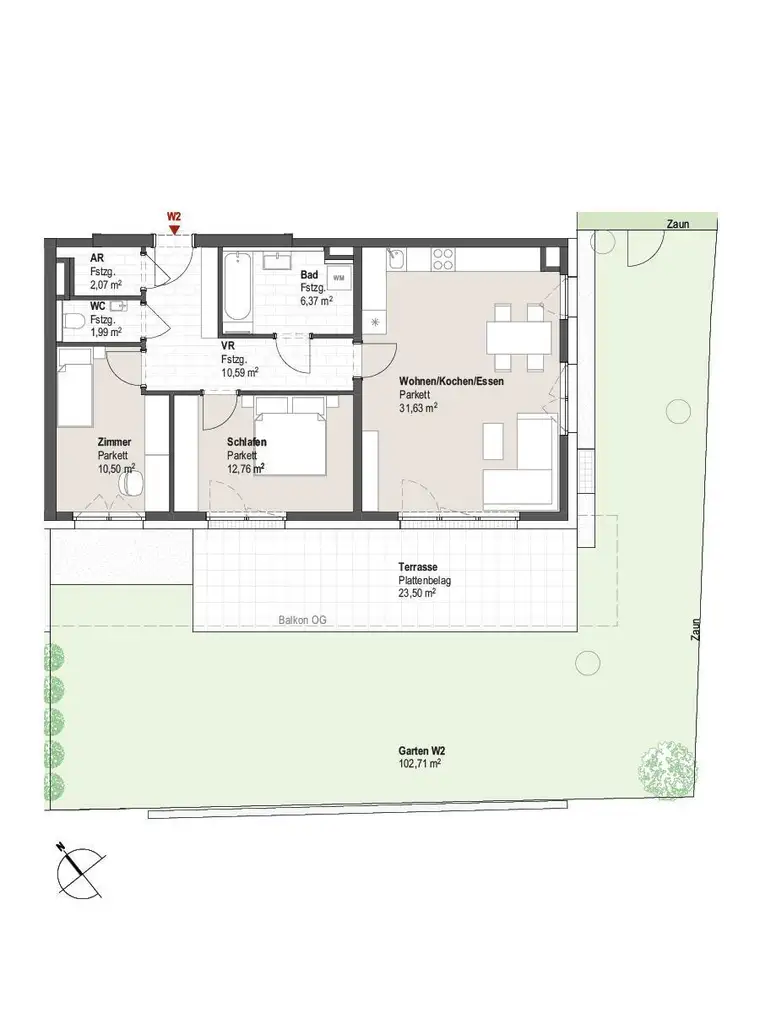 Wüstenrotstraße W2: Hohe Wohnbauförderung möglich! 3-Zimmer Wohnung mit Privatgarten &amp; Terrasse - Erstbezug, Sommer 2025